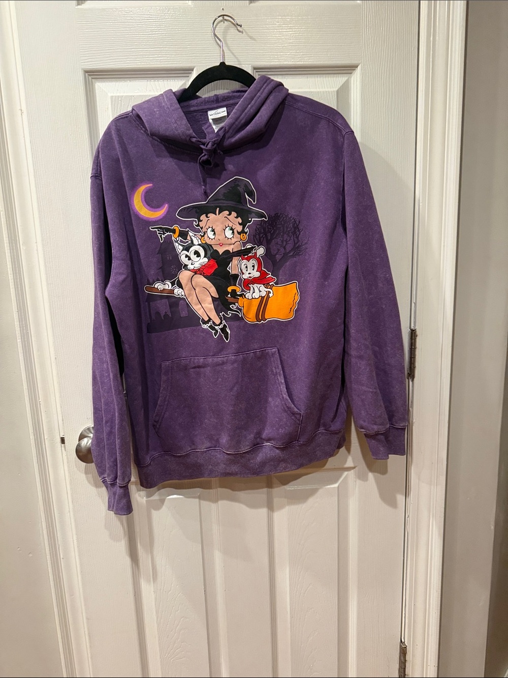 Betty Boop Purple Witch Graphic Hoodie Size XL